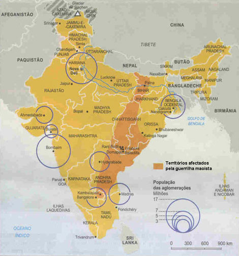 Territ+orios afectados pela guerrilha maoista