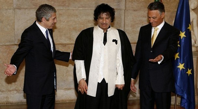 Sócrates e Cavaco recebem Muammar Khadafi