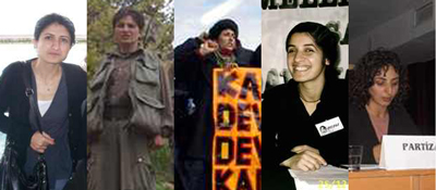 As cinco camaradas mártires: Sefagul Kesgin, Nursen Aslan, Gulizar Ozkan, Fatma Acar e Derya Aras