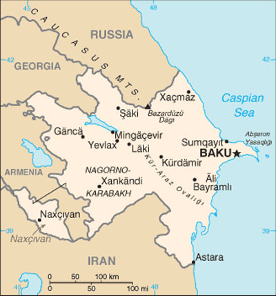 Mapa do Azerbaijão