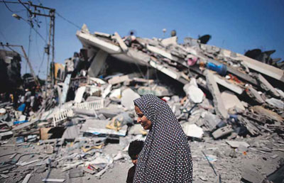 A destruição total levada a cabo pelo exército israelita