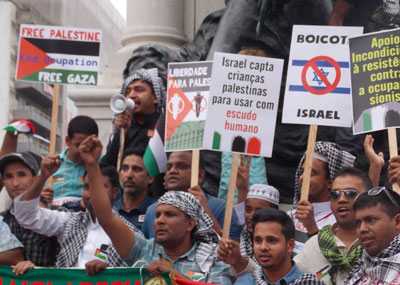 Manifestação em Lisboa de solidariedade com a Palestina