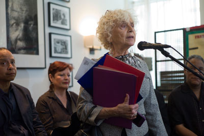 Conferência de imprensa da Coligação Libertem Mumia Abu-Jamal no Restaurante Madiba, Harlem, 7 de Maio de 2015