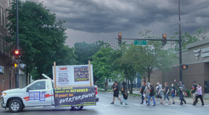 A manifestação em Chicago