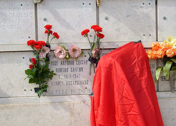 Flores colocadas na campa de Ribeiro Santos