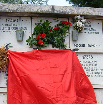 Flores colocadas na campa de Alexandrino de Sousa